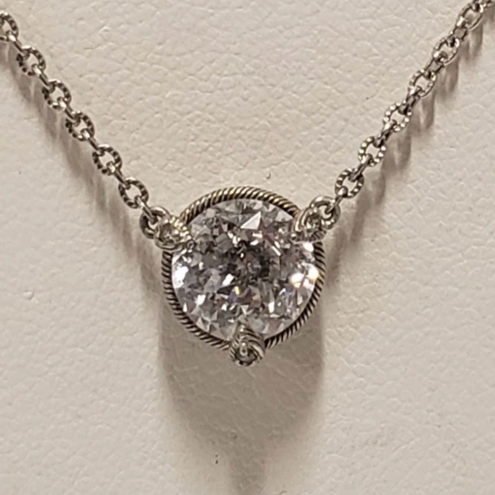 ⚜️JUDITH RIPKA STERLING SILVER SOLITAIRE NECKLACE 1.9 cttw
